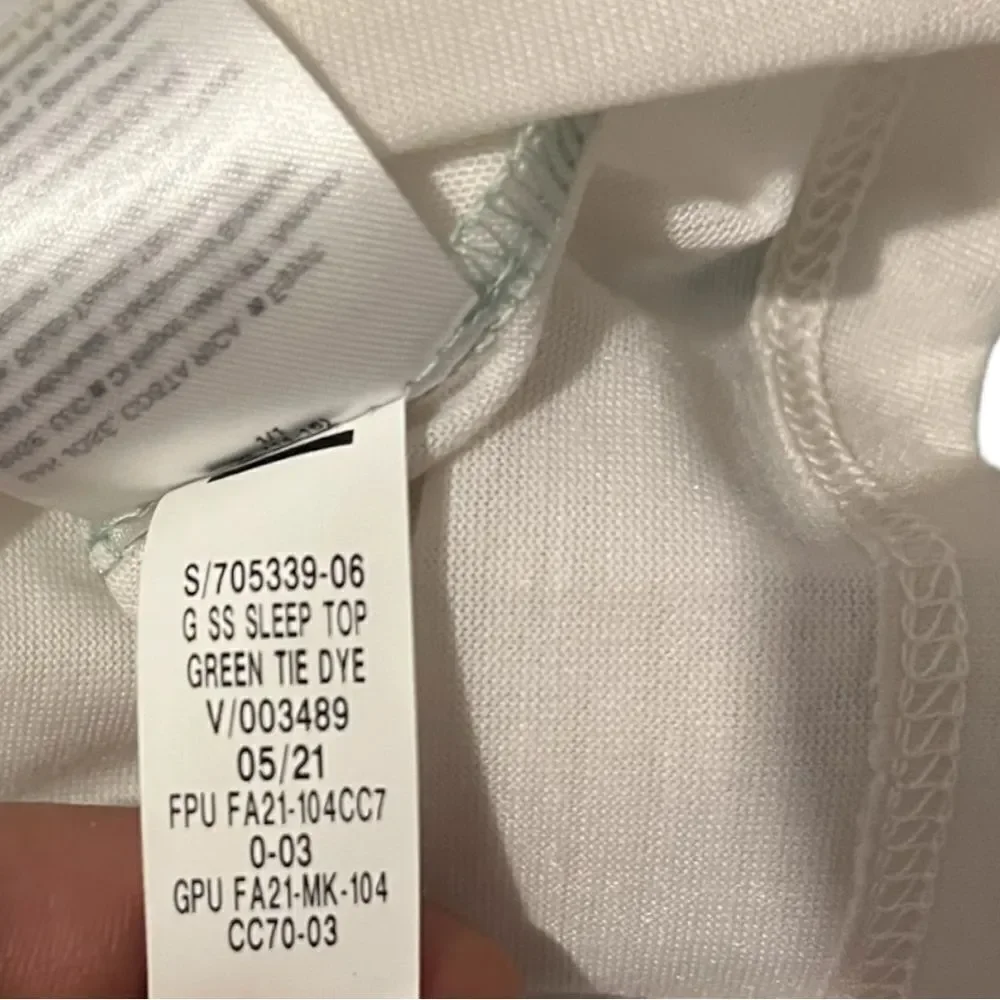 🔥4/$25 Old Navy Girls Short Sleeve Sleep Top Green Tie Dye